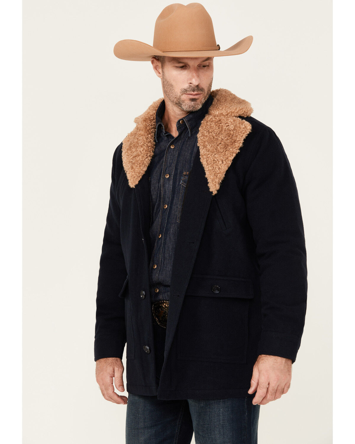 Image #2 - Cody James Men's Legacy II Sherpa Wool Coat, Navy, hi-res