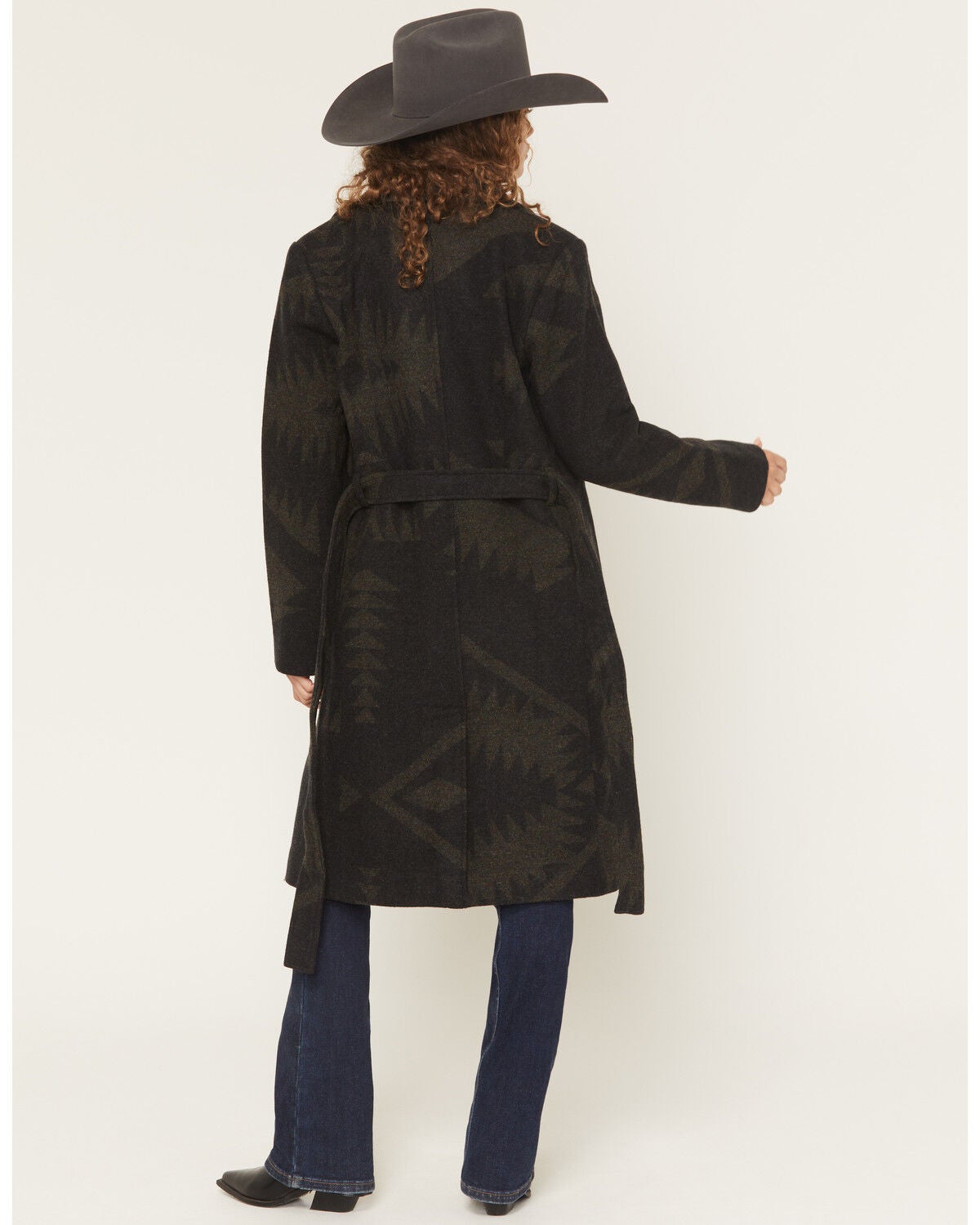 Image #4 - Pendleton Women's Jacquard Wool Trench Coat, Olive, hi-res
