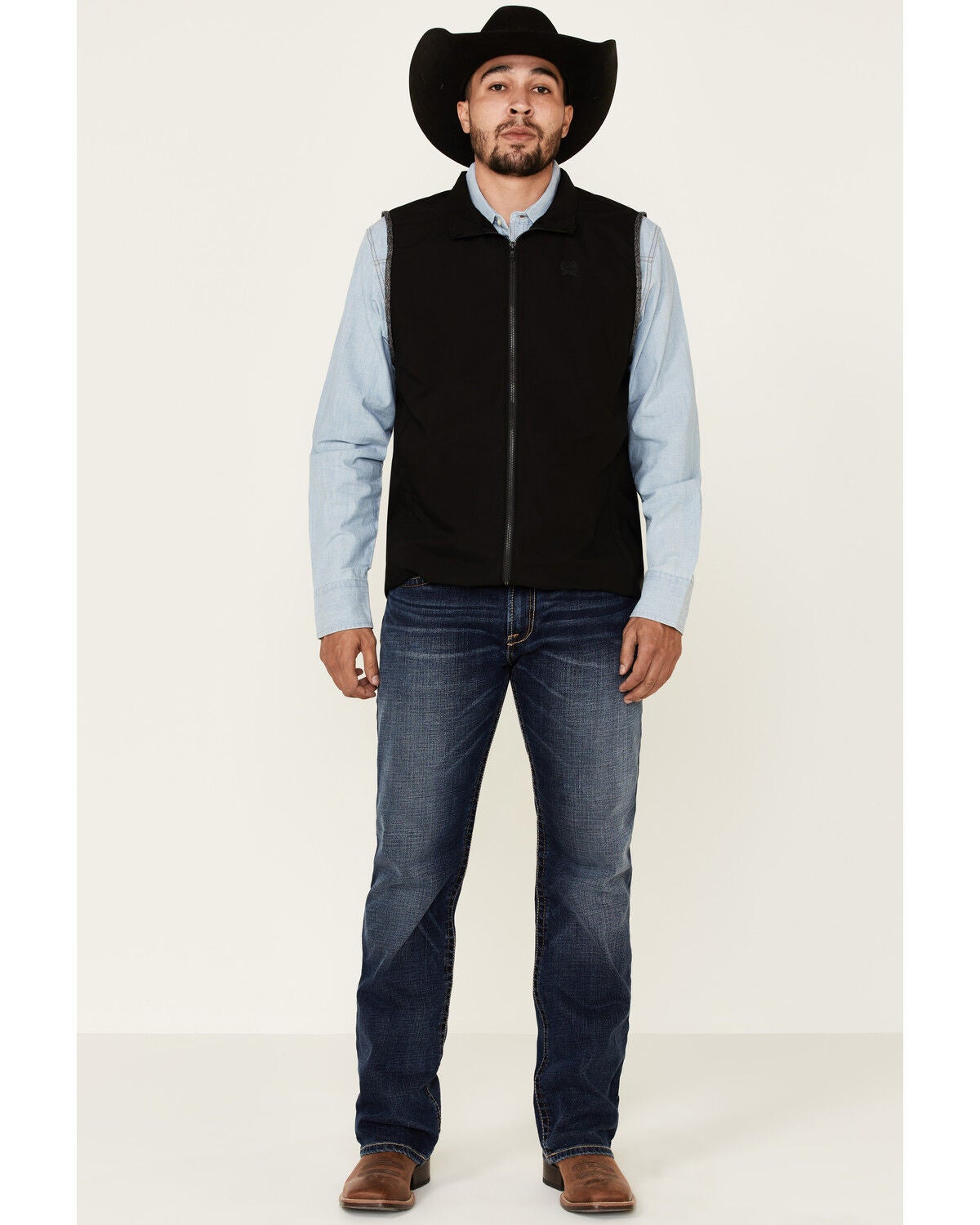 Image #2 - Cinch Men's Black Lightweight Stretch Zip-Up Vest , , hi-res
