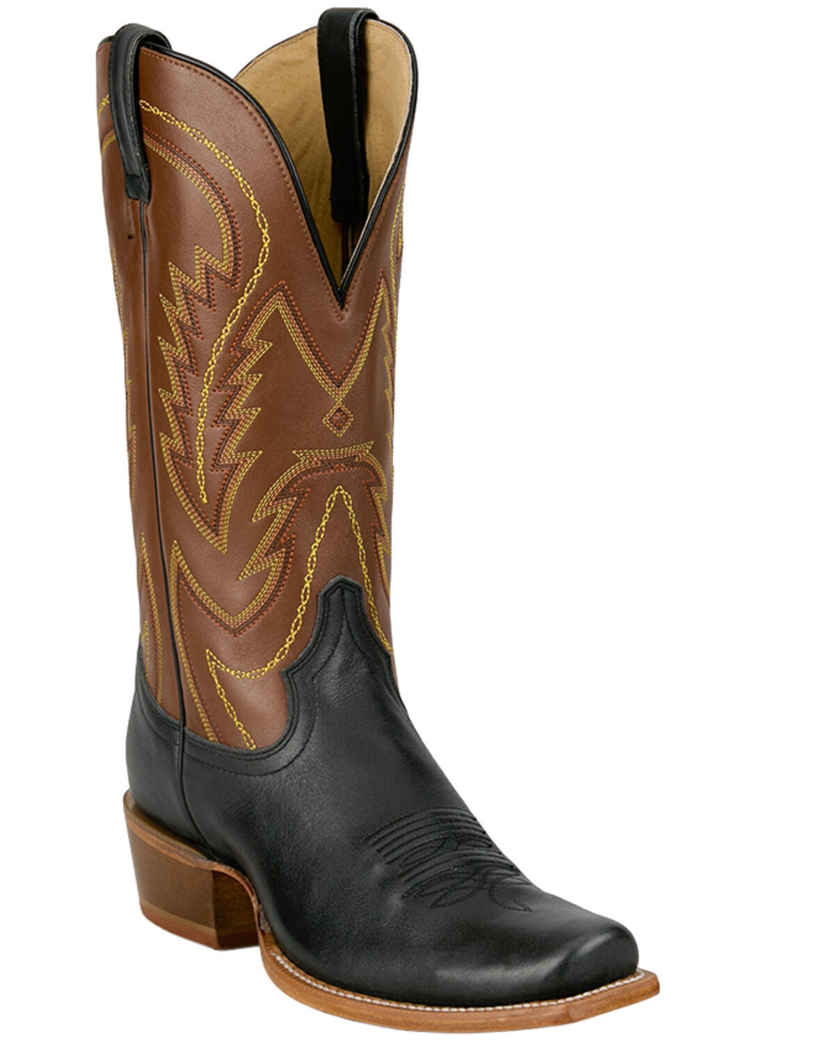Tony Lama Men's Beau Tall Western Boots - Square Toe, Black/tan, hi-res