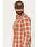 Image #2 - Brothers and Sons Men's Houston Plaid Print Long Sleeve Button Down Western Shirt, Orange, hi-res