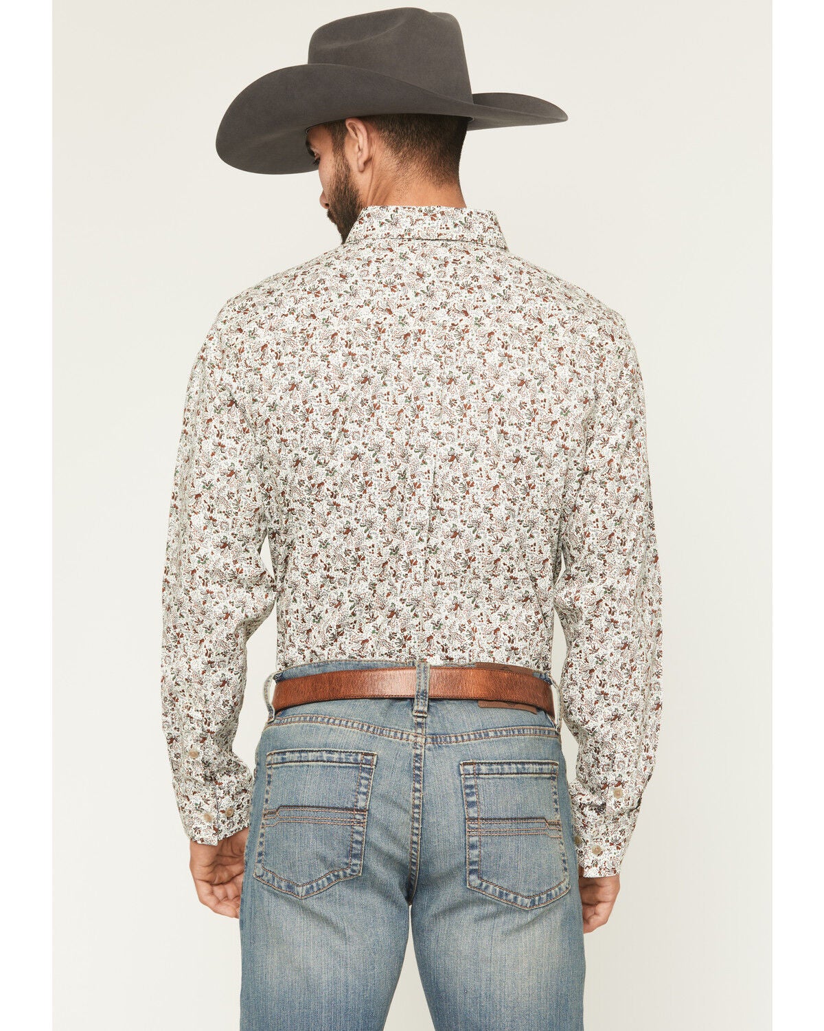 Image #4 - Cody James Men's Picher Floral Print Long Sleeve Button-Down Stretch Western Shirt, Tan, hi-res