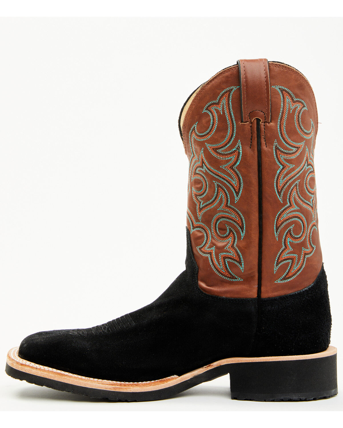 Image #3 - Justin Men's Alamo Roughout Western Boots - Broad Square Toe, Black, hi-res