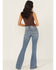 Image #3 - Shyanne Women's Luna High Rise Flare Super Stretch Denim Jeans, Medium Wash, hi-res