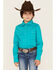 Image #1 - Shyanne Girls' Rhinestone Long Sleeve Western Button Down Shirt, Turquoise, hi-res