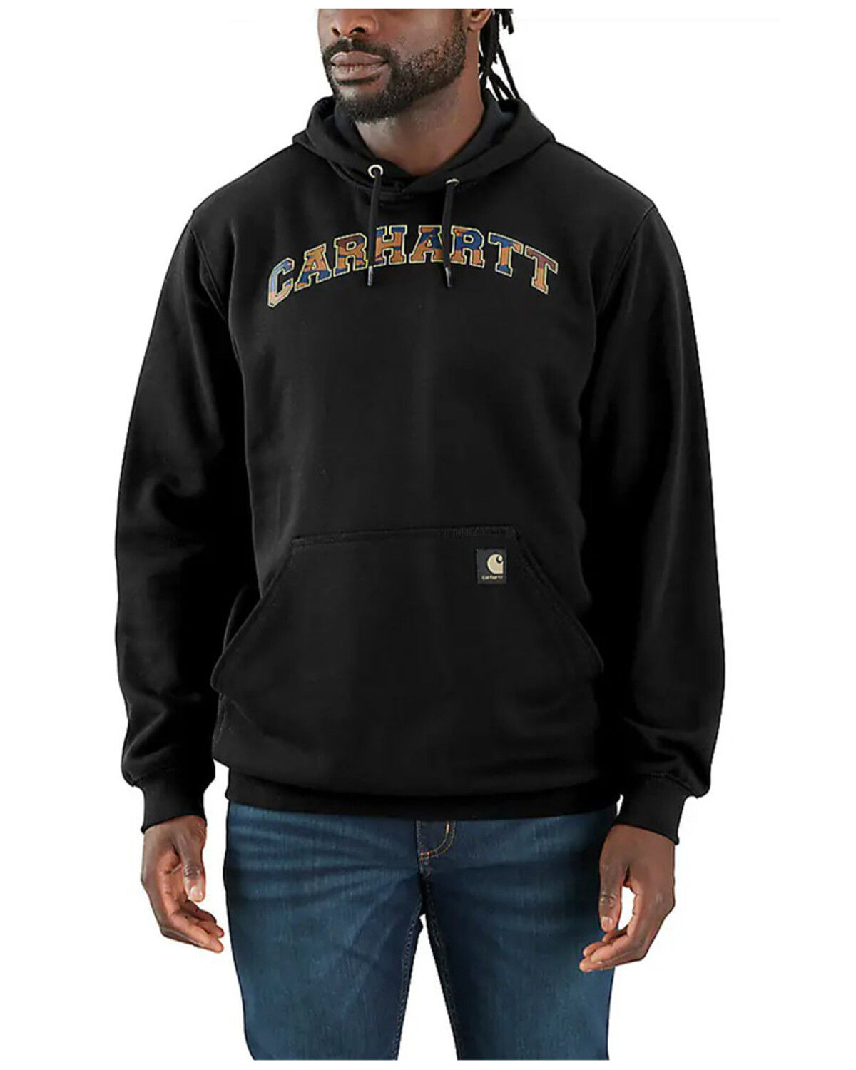 Image #1 - Carhartt Men's Loose Fit Midweight Camo Print Logo Graphic Hooded Sweatshirt, Black, hi-res