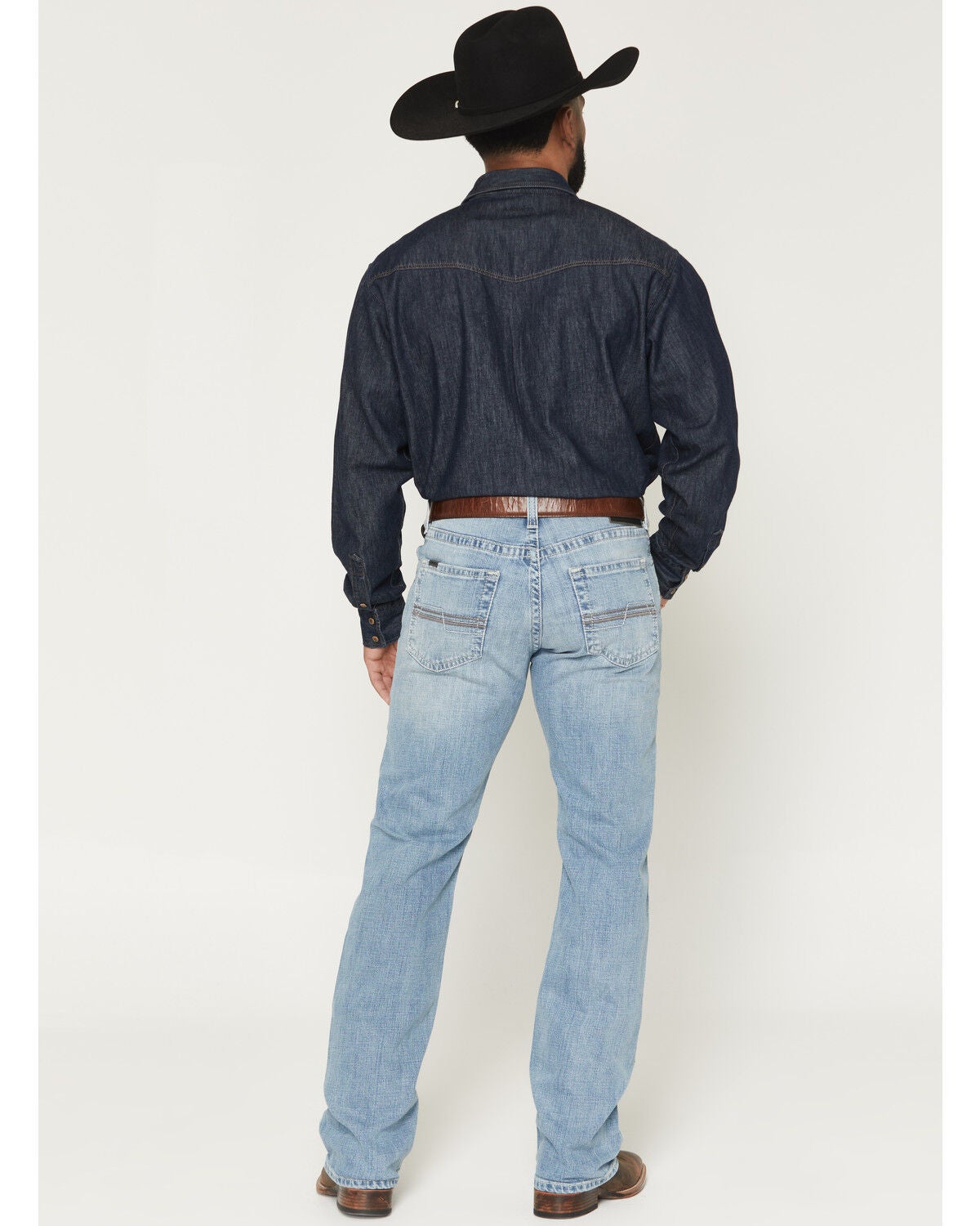 Image #3 - Ariat Men's M5 Roy Normal Light Wash Straight Leg Stretch Denim Jeans, Light Wash, hi-res