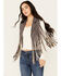 Image #2 - Saints & Hearts Women's Contrast Fringe Faux Suede Vest , Grey, hi-res