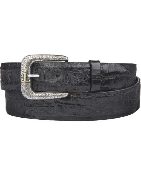 Lucchese Men's Black Hornback Caiman Leather Belt, Black, hi-res