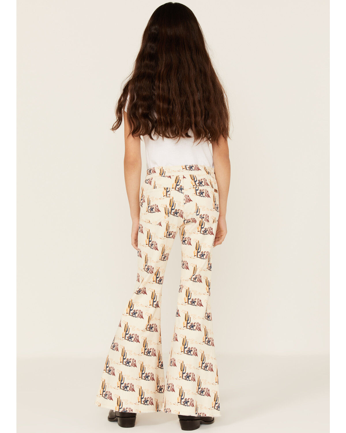 Image #3 - Rock & Roll Denim Girls' Desert Print Flare Jeans, Beige/khaki, hi-res