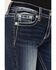 Image #4 - Miss Me Women's Dark Wash Fleur de Lis Bootcut Stretch Denim Jeans, Dark Wash, hi-res