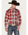 Image #1 - Roper Men's Plaid Print Long Sleeve Snap Western Shirt, Red, hi-res