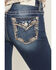 Image #2 - Miss Me Women's Medium Wash Mid Rise Border Pocket 32" Bootcut Stretch Denim Jeans, Medium Wash, hi-res