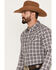 Image #2 - Blue Ranchwear Men's Plaid Print Long Sleeve Western Pearl Snap Shirt, Grape, hi-res