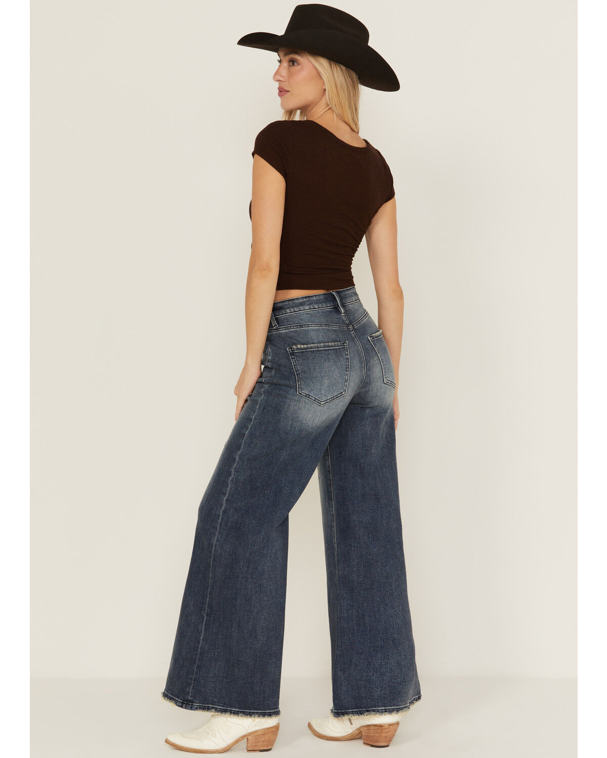 Image #3 - Miss Me Women's Dark Wash High Rise Super Wide Stretch Denim Jeans, Dark Wash, hi-res