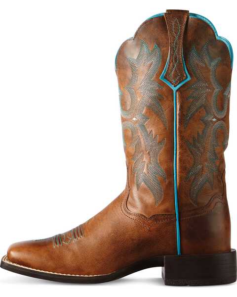 Image #2 - Ariat Women's Tombstone Western Performance Boots - Broad Square Toe, Brown, hi-res