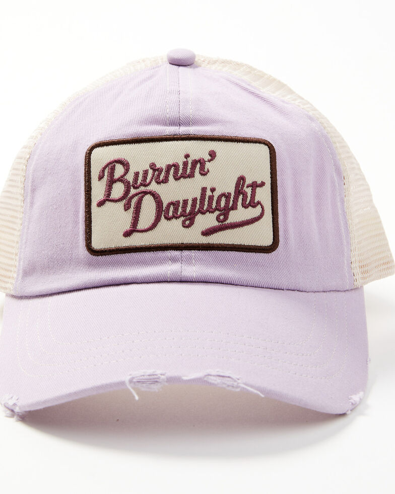 Idyllwind Women's Burnin' Daylight Distressed Mesh Back Ball Cap, Lavender, hi-res