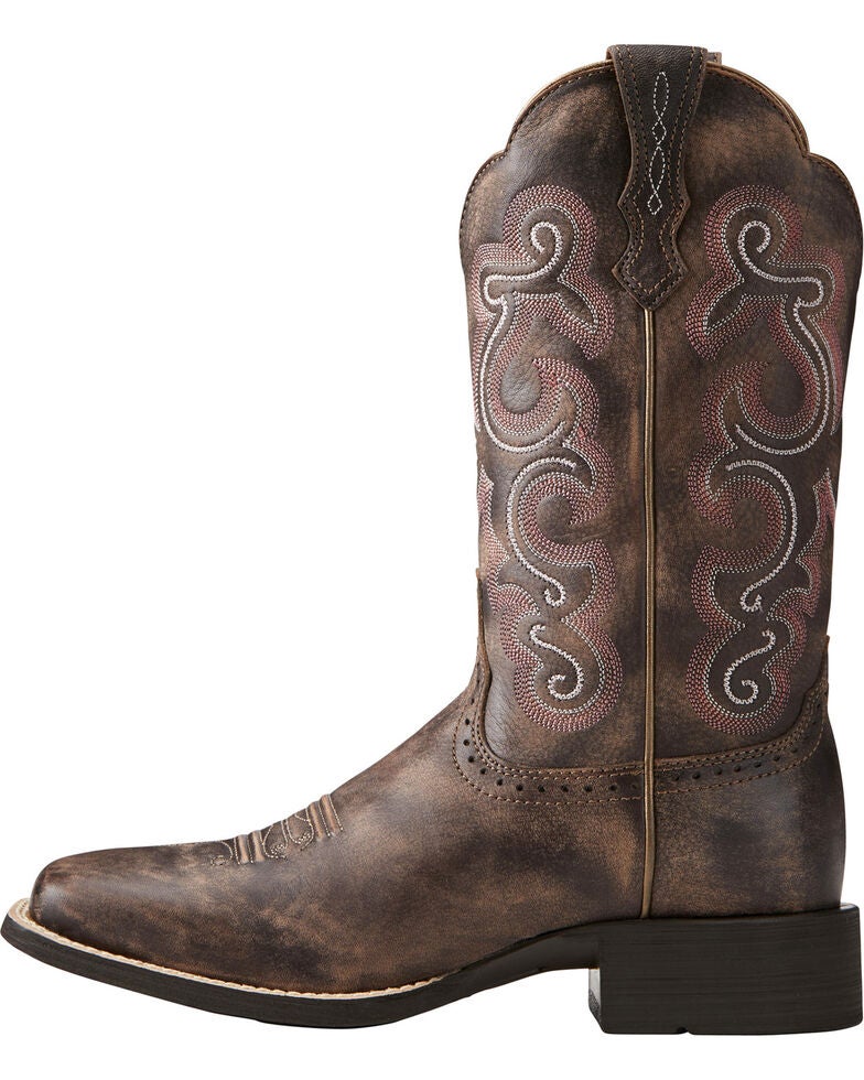 Ariat Women's Quickdraw Scroll Stitch Cowgirl Boots Square Toe