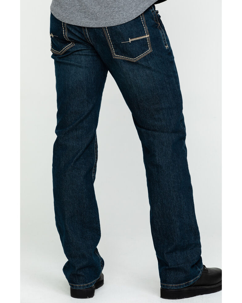 Ariat Men's M4 Rebar Dark Wash Relaxed Bootcut Work Jeans, Denim, hi-res