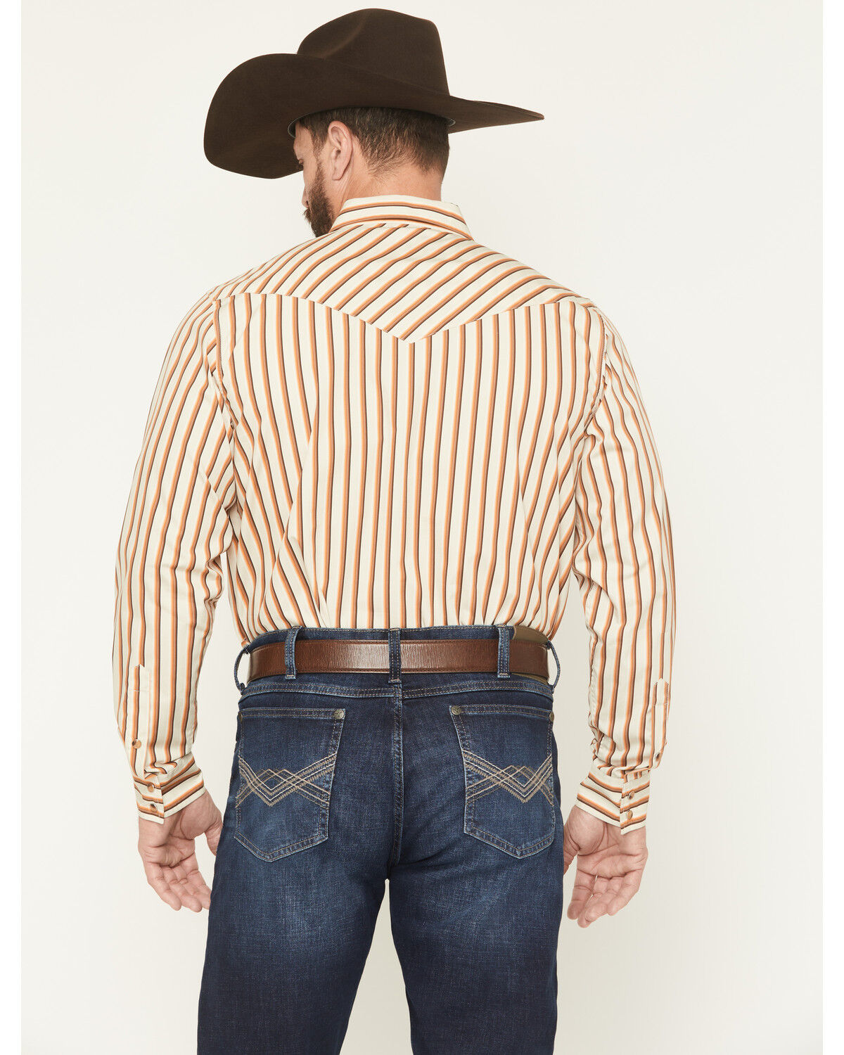 Image #4 - Gibson Trading Co Men's Sand Trap Striped Long Sleeve Snap Western Shirt - Big, Tan, hi-res