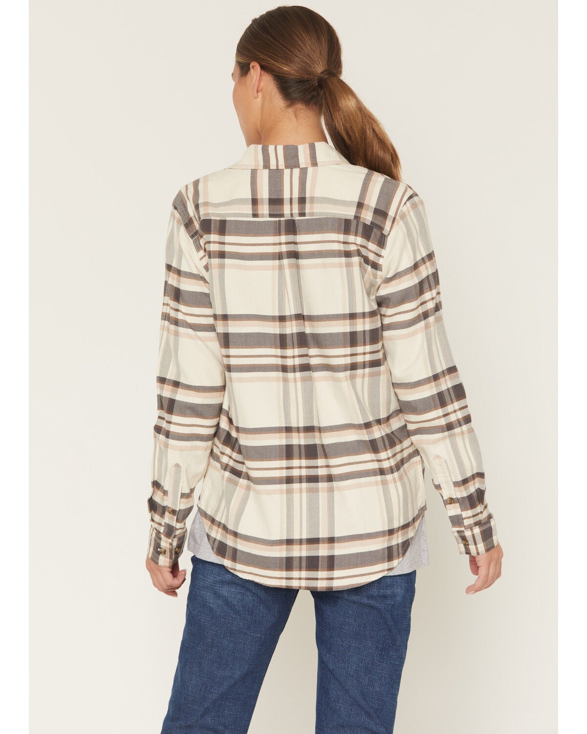 Image #4 - Carhartt Women's TENCEL&trade; Fiber Series Relaxed Fit Plaid Print Long Sleeve Flannel Shirt, Ivory, hi-res