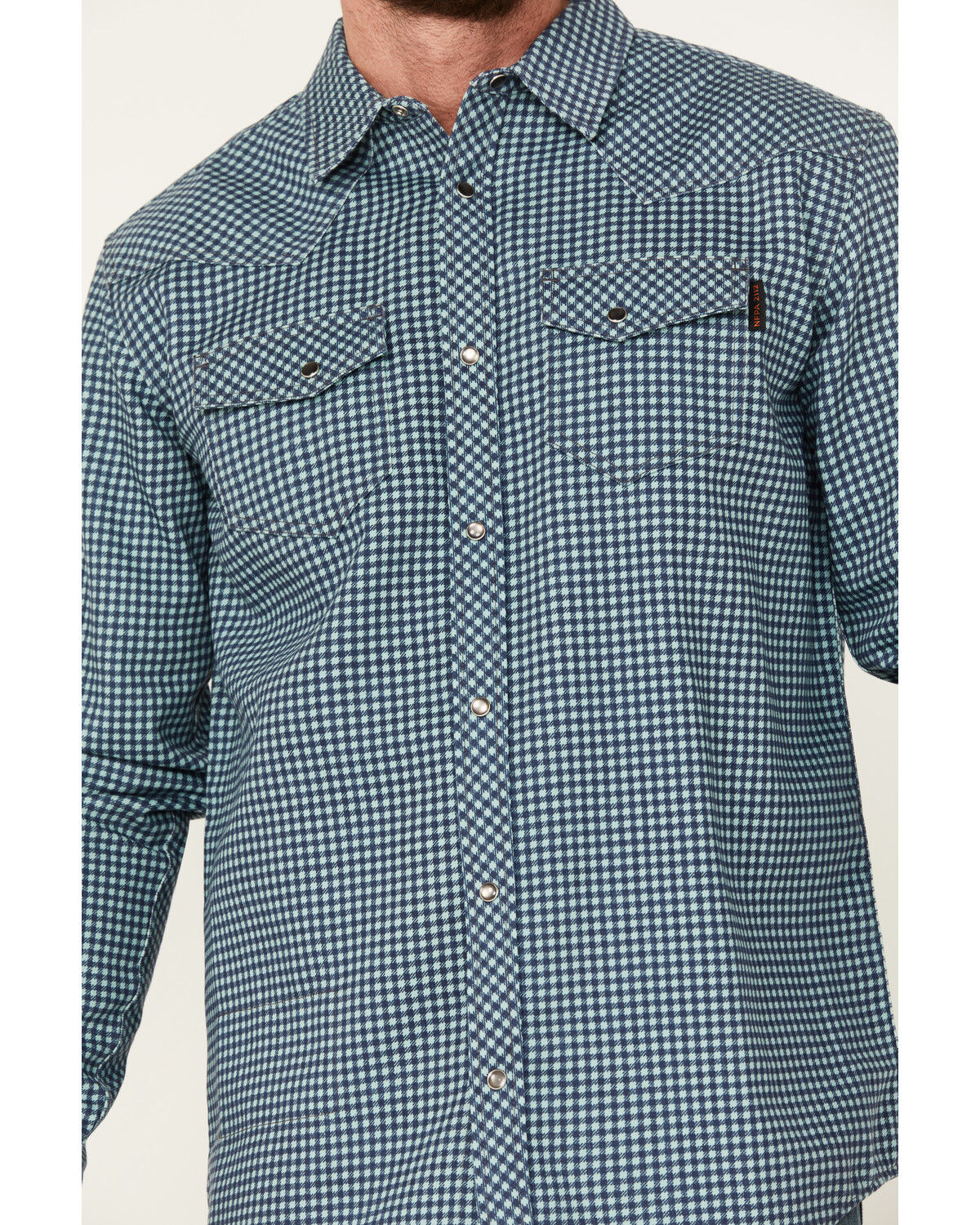 Image #3 - Cody James Men's FR Mid Weight Geo Print Long Sleeve Snap Western Shirt - Big & Tall, Teal, hi-res