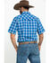 Wrangler 20X Men's Advanced Comfort Blue Plaid Poplin Short Sleeve Western Shirt , Blue, hi-res