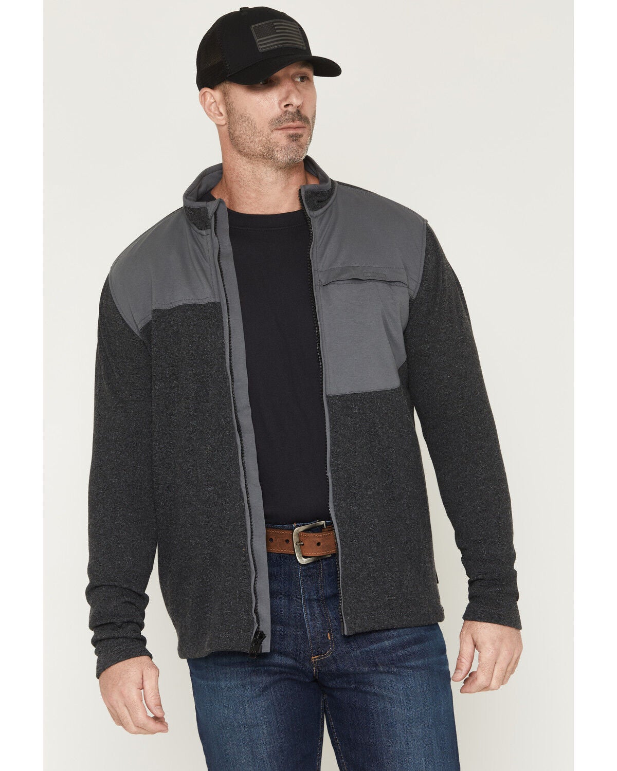 Image #1 - Cody James Men's FR Sweater Fleece Shirt Jacket, Charcoal, hi-res