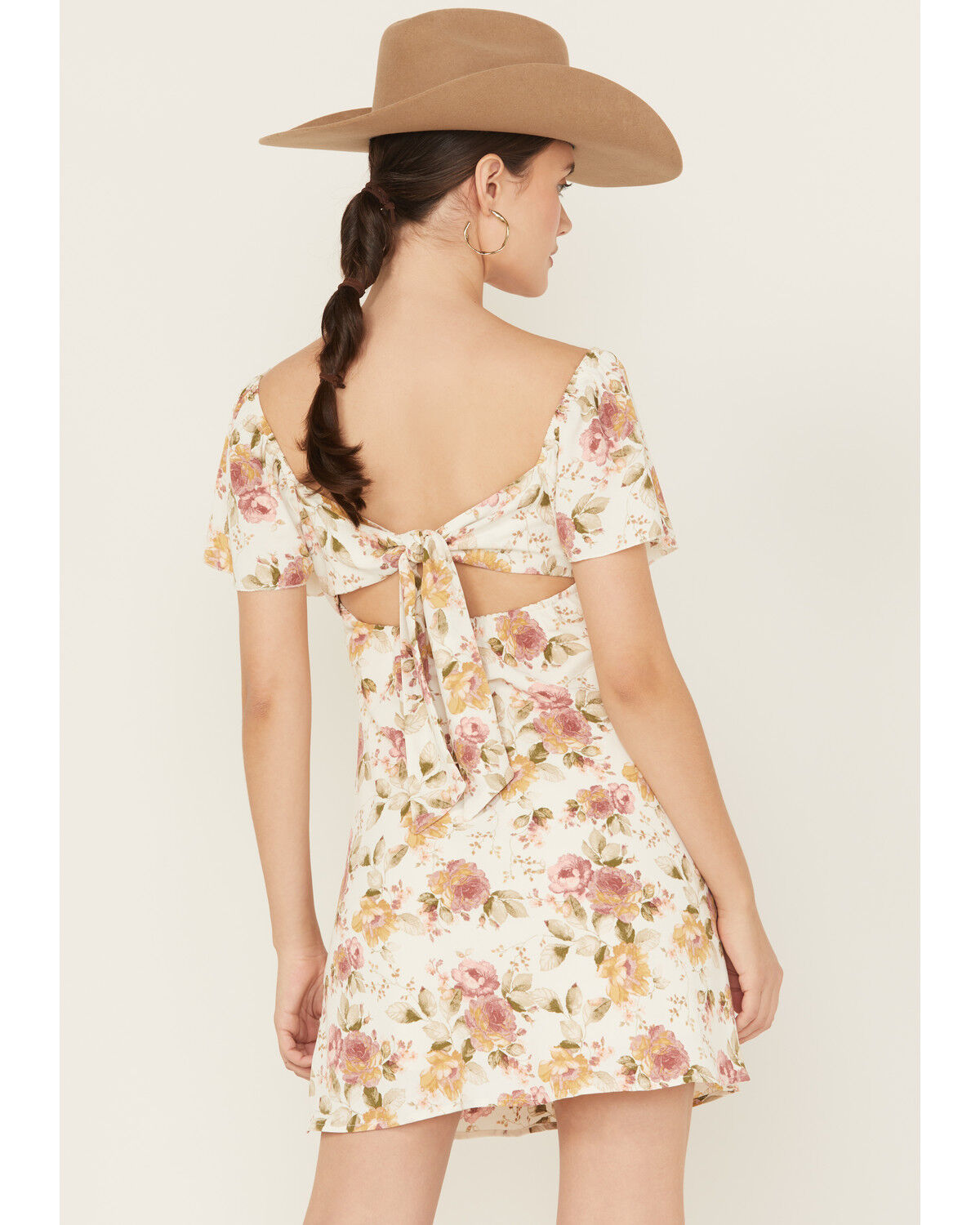 Image #4 - Originality Women's Boot Barn Exclusive Emma Floral Print Mini Dress, Ivory, hi-res