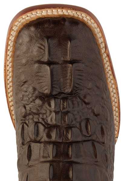 Image #6 - Ferrini Women's Hornback Caiman Print Western Boots - Broad Square Toe, Chocolate, hi-res