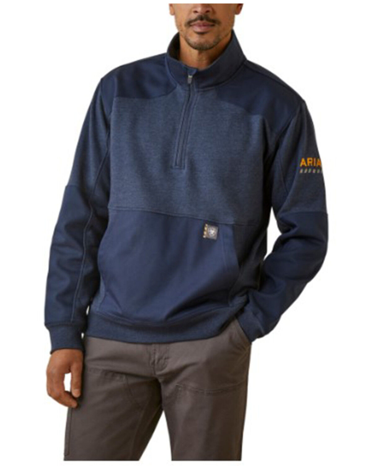 Image #1 - Ariat Men's Rebar Workman 1/4 Zip Up Work Sweatshirt, Navy, hi-res