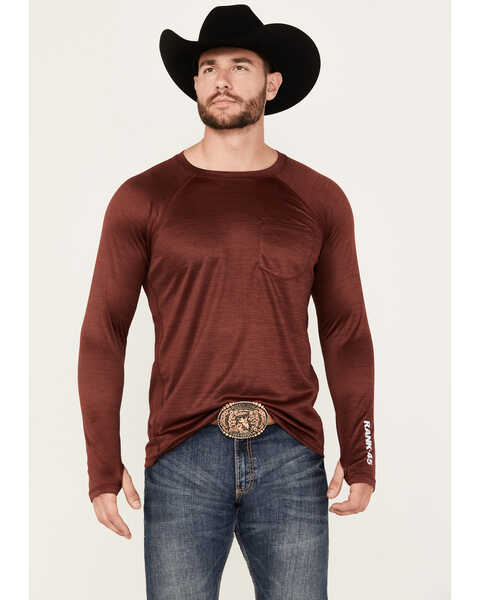 Image #1 - RANK 45® Men's Long Sleeve Performance T-Shirt, Wine, hi-res