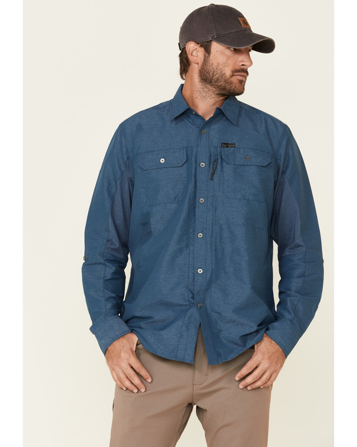 Atg by wrangler men's long sleeve mixed material shirt clearance