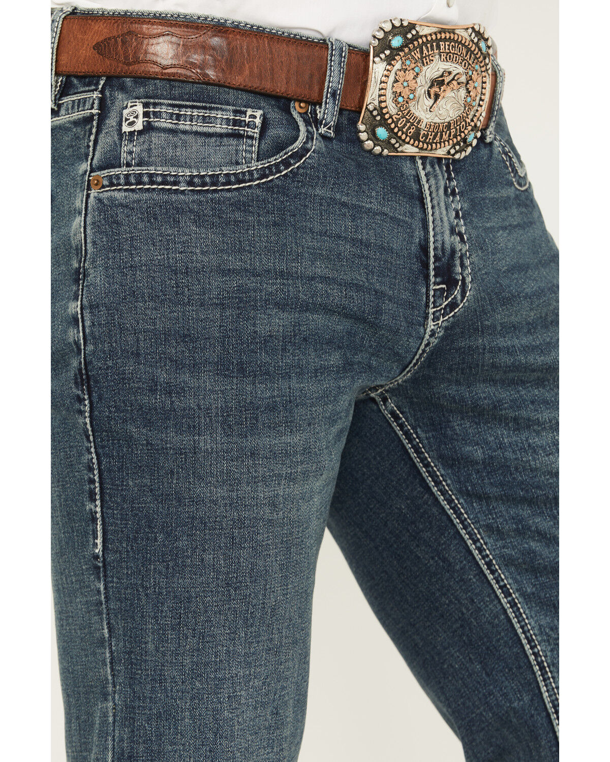 Image #2 - Hooey By Rock & Roll Denim Men's Medium Wash Pistol Straight Reflex Denim Jeans, Medium Wash, hi-res