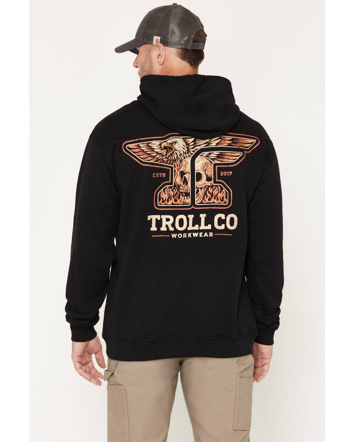 Image #1 - Troll Co Men's FR Fire Forged Hooded Sweatshirt, Black, hi-res