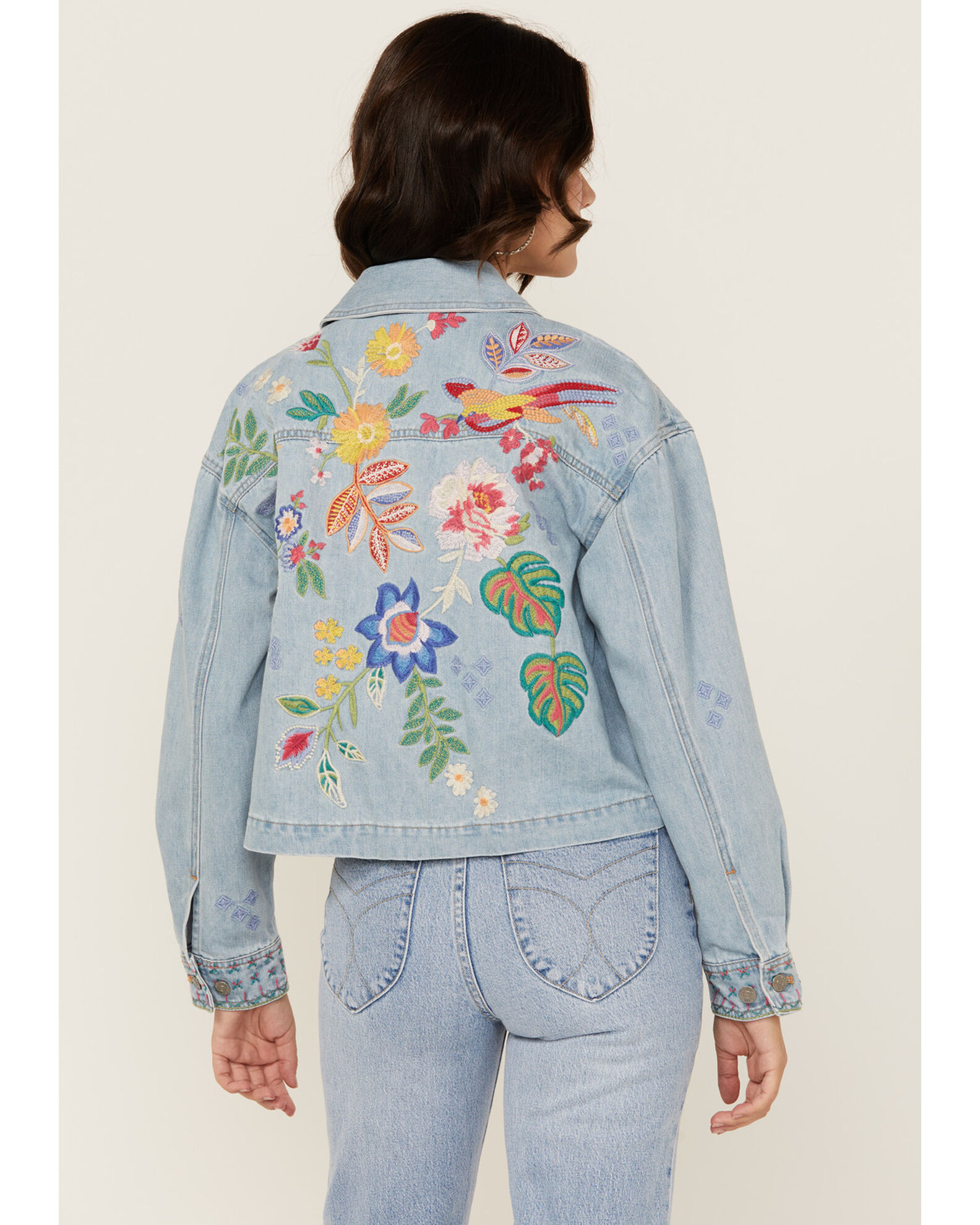 Johnny was embroidered denim jacket clearance