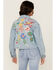 Image #1 - Johnny Was Women's Light Wash Floral Embroidered Cropped Denim Jacket, Light Wash, hi-res