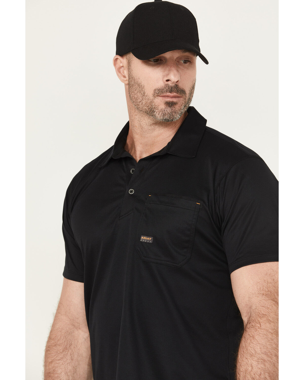 Image #2 - Ariat Men's Rebar Foreman Short Sleeve Polo Shirt, Black, hi-res