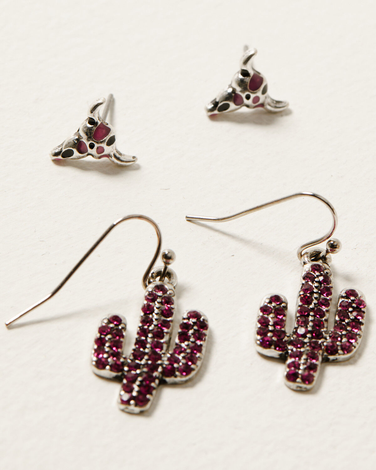Image #3 - Shyanne Women's Bull Horn And Hoop Earring Set, Pink, hi-res