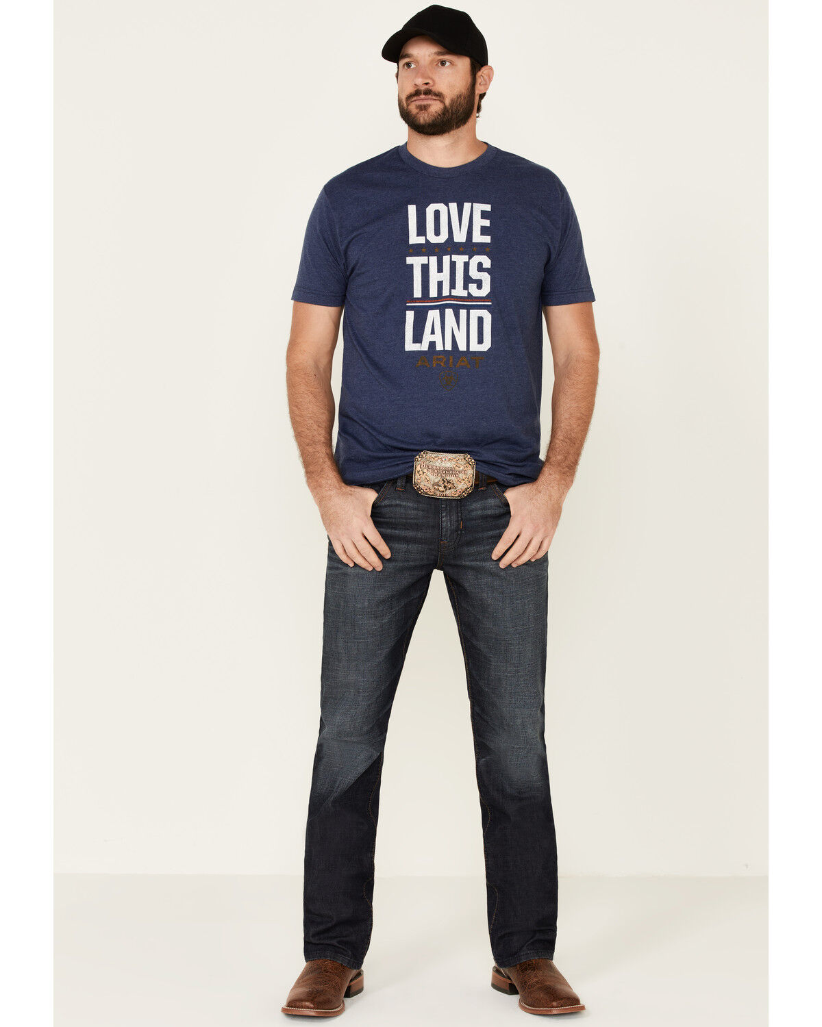 Image #2 - Ariat Men's Navy Love This Land Graphic Short Sleeve T-Shirt, Navy, hi-res