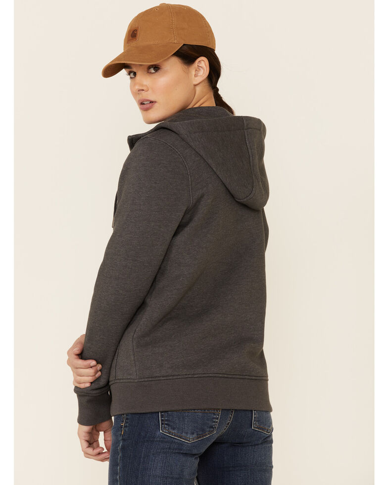 Carhartt Women's Medium Charcoal Clarksburg Full-Zip Hooded Work Sweatshirt  , Medium Grey, hi-res