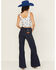 Image #3 - Wrangler Women's Dark Wash Mid Rise Weathered Rinse Heritage Flare Stretch Denim Jeans, Dark Wash, hi-res