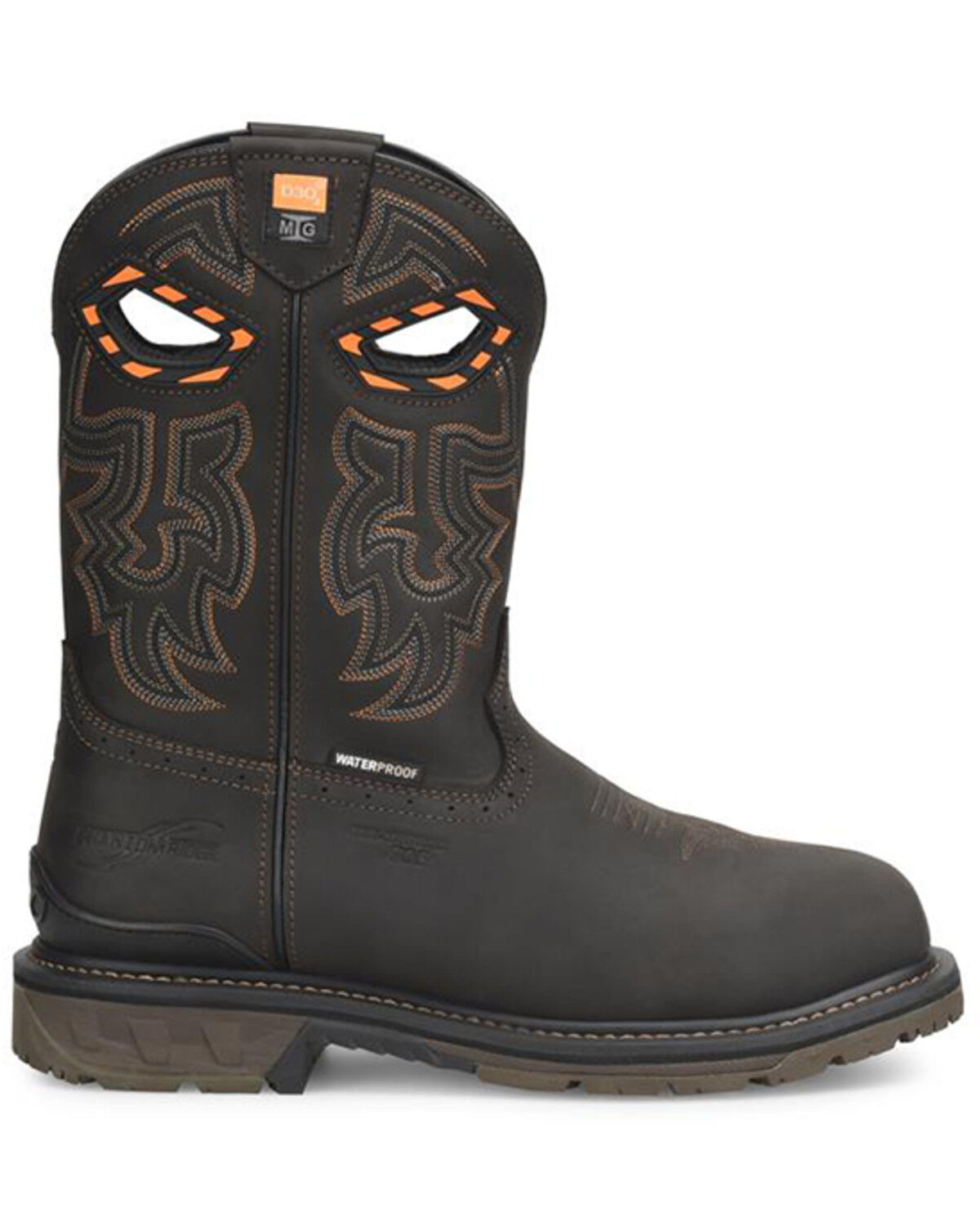 Image #2 - Double H Men's Bruner Waterproof Met Guard Work Boots - Composite Toe, Dark Brown, hi-res
