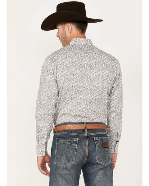 Image #4 - Rodeo Clothing Men's Paisley Print Long Sleeve Pearl Snap Western Shirt, White, hi-res