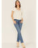Image #3 - Jolt Women's Lace Trim Button-Down Shirt, Ivory, hi-res