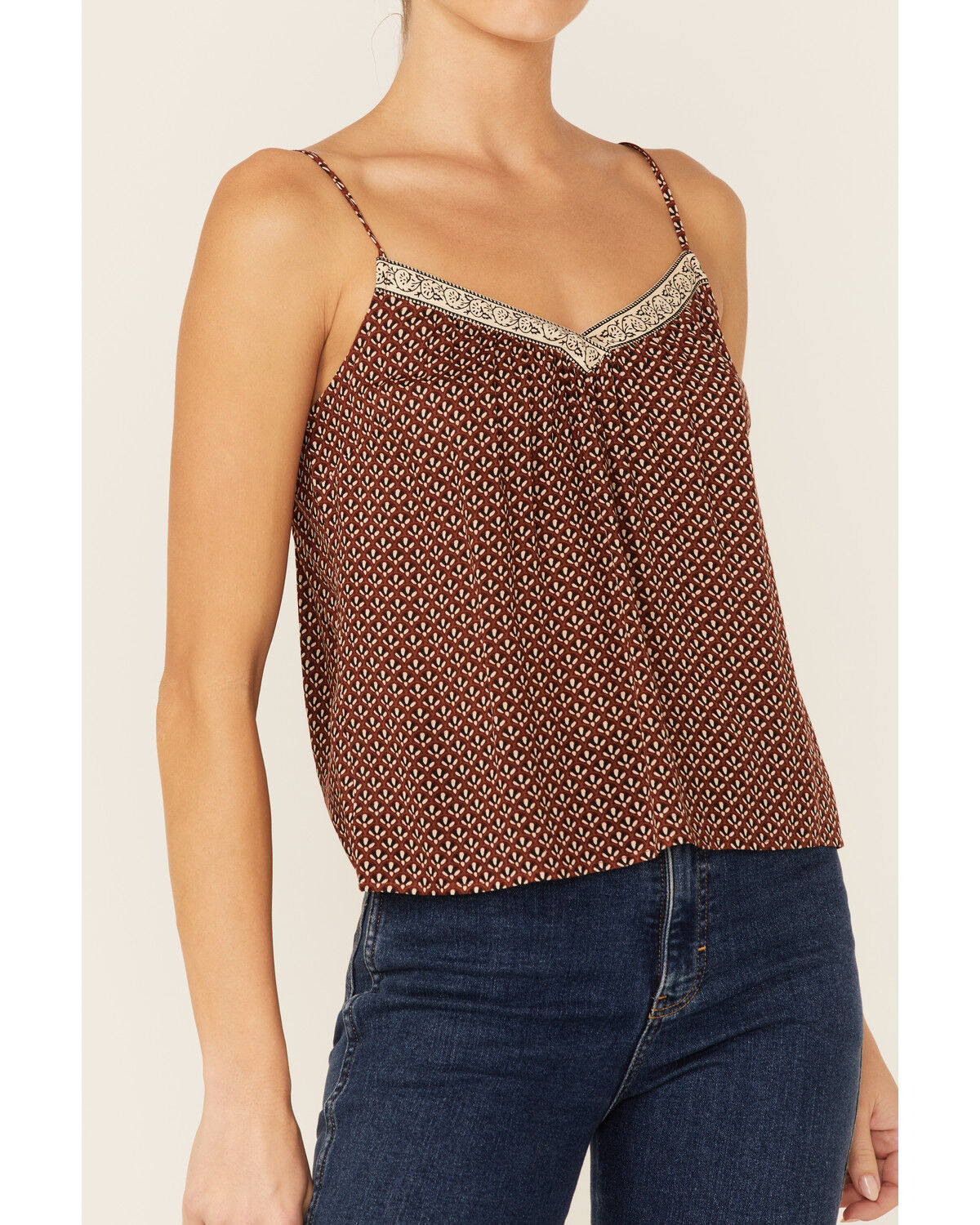 Image #2 - Patrons of Peace Women's Tawny Tile Print Neck Line Cami, Rust Copper, hi-res