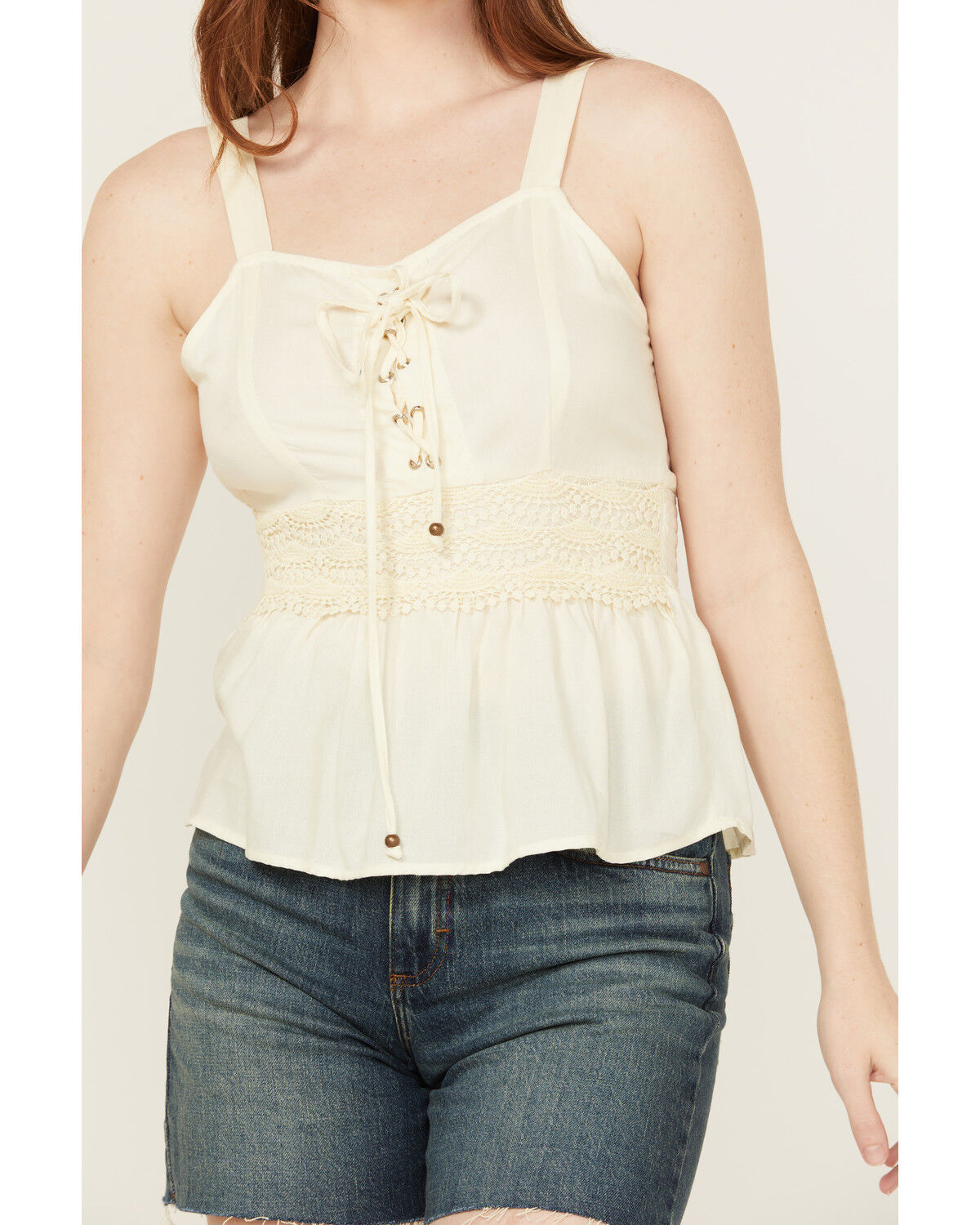 Image #3 - Angie Women's Crochet Tank Top, Ivory, hi-res