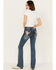 Image #1 - Grace in LA Women's Medium Wash Mid Rise Floral Steer Head Pocket Bootcut Jeans, Medium Wash, hi-res