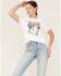 Image #1 - Wrangler Women's Boot Barn Exclusive Sunset Cactus Logo Graphic Tee, White, hi-res