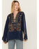 Image #1 - Johnny Was Women's Embroidered Long Sleeve Shirt, Blue, hi-res